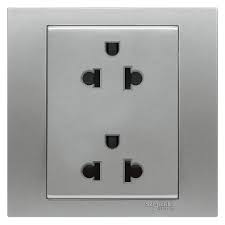 Bộ ổ cắm đôi 3 chấu 16A màu bạc