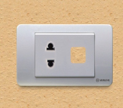 Ổ cắm đơn 2 chấu 16A với 1 lỗ