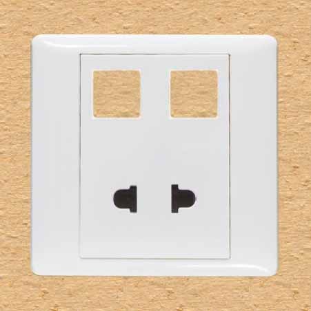 Ổ cắm đơn 2 chấu 16A với 2 lỗ